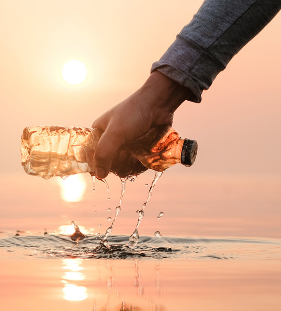 plastic bottle in ocean