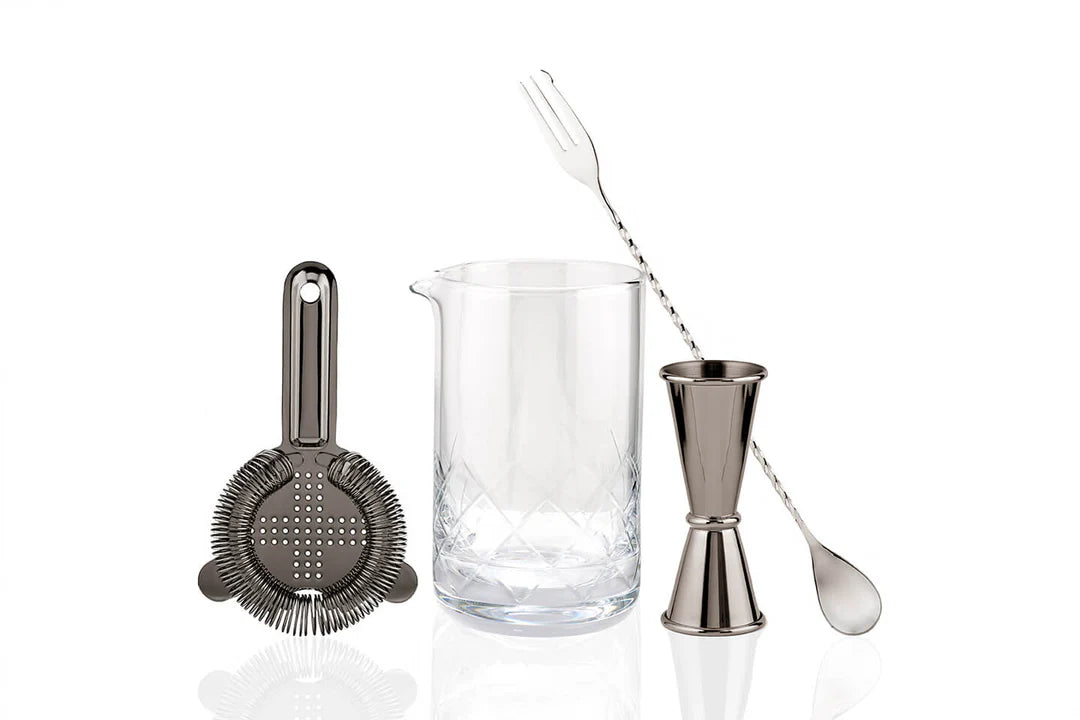 4-Piece Mixing Glass Set in Rose Gold / Gunmetal Black