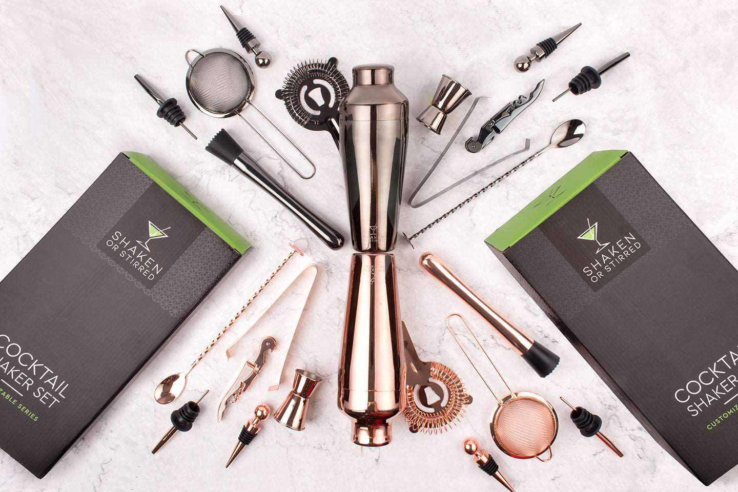 13-Piece Cocktail Shaker Set in Rose Gold