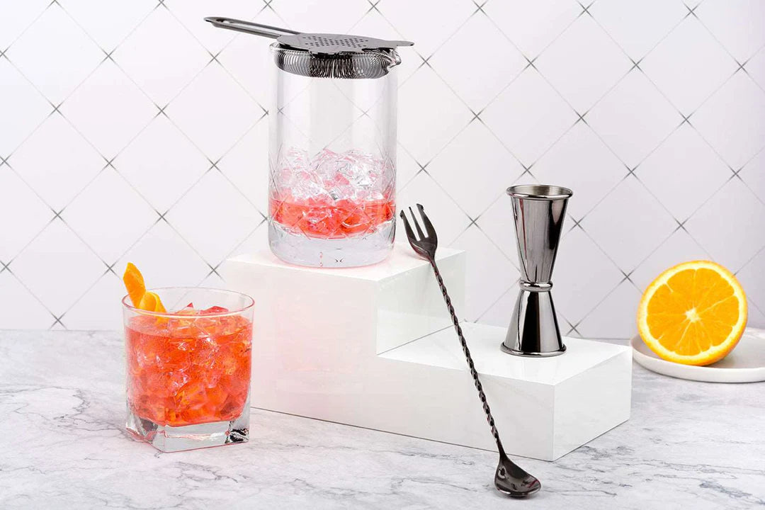 4-Piece Mixing Glass Set in Rose Gold / Gunmetal Black